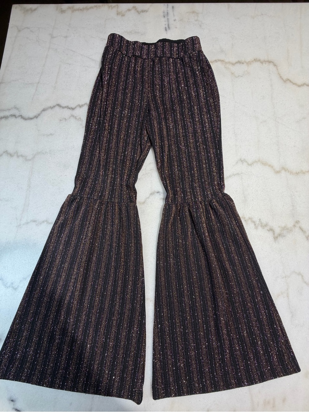 art class Black Metallic-Striped Bell-Bottom Pants